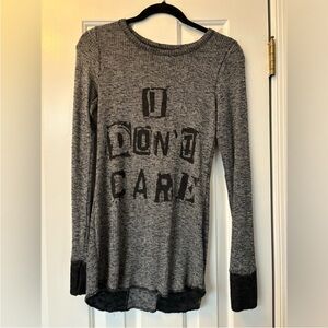 Lauren Moshi I Don’t Care Gray and Black Sweater